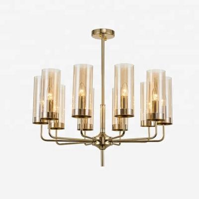 China Bar New Glass Pendant Lamp Smoke Chrome Copper Amber Glass Cup Chandelier en venta