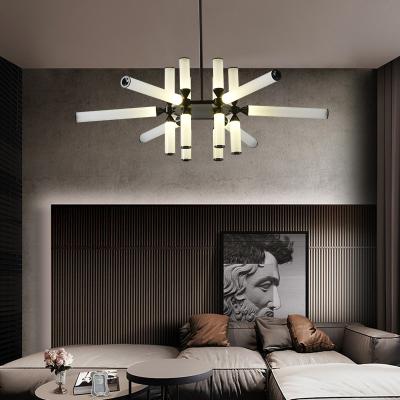 China Creative Simple Led Aluminum Glass Tube Pendant Light Living Room Bedroom Light Dining Room Study Villa Light à venda