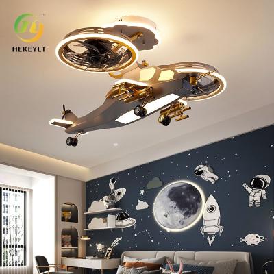 China Children's airplane light Fan light remote control Boy's room Creative cartoon fighter model Boy's bedroom ceiling light Te koop