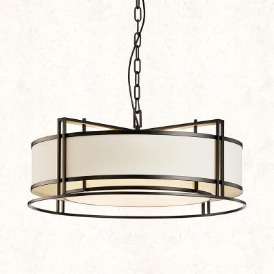 China Modern Simple Circular Pendant Light Living Room Bedroom Dining Room Fabric Chandelier for sale