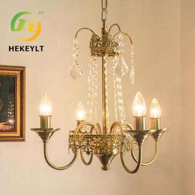 中国 French Court Crystal Chandelier Light Luxury Bedroom Villa Dining Room Vintage Candle Pendant Lights 販売のため