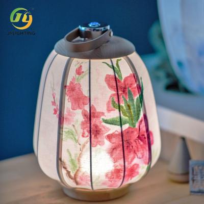 China Retro Chinese Style Modern Lantern Pendant Hand Painted Touch Variable Night Light Wood Linen à venda