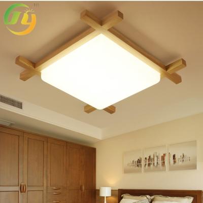 China Creative New Chinese Walnut Color Nordic Wood LED Ceiling Lamp for sale