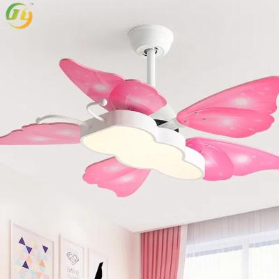 China White/Blue Bee Butterfly Shape Iron Warm Fan Lamp Children'S Room Dining Living Room Silent Fan Lamp for sale