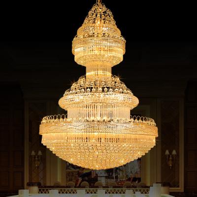 China Luxury Indoor Crystal Chandeliers Gold Modern Crystal Pendant Light For Living Room for sale