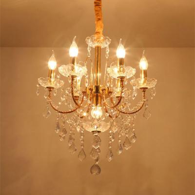 China 110V slaapkamer Gouden Ijzer Buitensporige 850*700mm Crystal Candle Chandelier Te koop