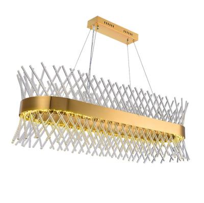 China K9 Clear Crystal Bar Raindrop Chandelier Modern Luxury Crystal Flush Mount Rectangle Island LED  Light Fixture for sale