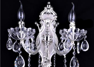 China Width 40cm Sliver Color 2 Heads 4KG Crystal Chandelier Wall Lights for sale