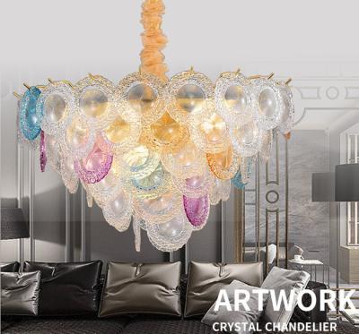 China Elegant Decorative Hotel Glass Led Pendant Light E14 Height 45cm for sale