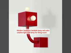 Modern bedroom bedside lamp red color creative light wall lamp for living room 