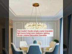 Post-modern Nordic simple crystal chandelier light luxury living room bedroom lighting circular creative decorative chandelier