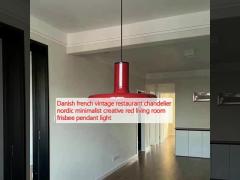 Danish french vintage restaurant chandelier nordic minimalist creative red living room frisbee pendant light