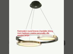 Postmodern round bronze chandelier dining room bedroom creative personality villa pendant lamps