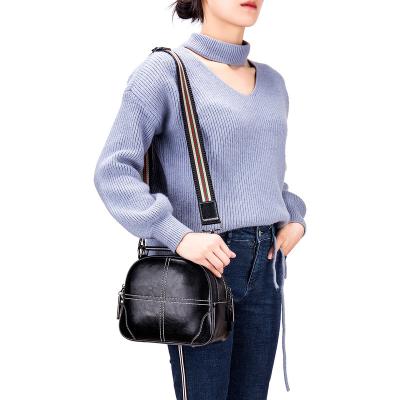 China Mori New 3 Use Multi-Layer Shell Wide Band Zipper Bag GENUINE LEATHER Single Shoulder Messenger Bag for sale