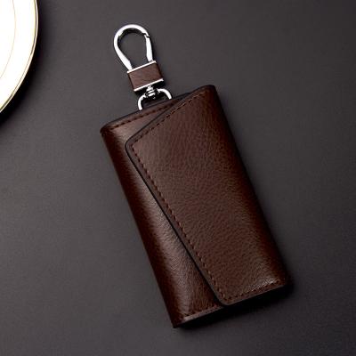 China Fashion Leather Key Bag Men's Waist Hanging Multifunctional Leather Key Bag Car Key Bag Large Capacity for sale