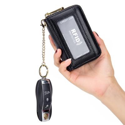 China Credit card rfid card holder organ zipper bank key case leather multifunction card holder for sale