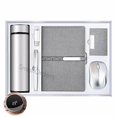 China Custom Logo Promotional Products Agriculture Digital Display Vacuum Notebook Mug Pen USB Training Business Card Holder Instant Mouse Gift Set for sale