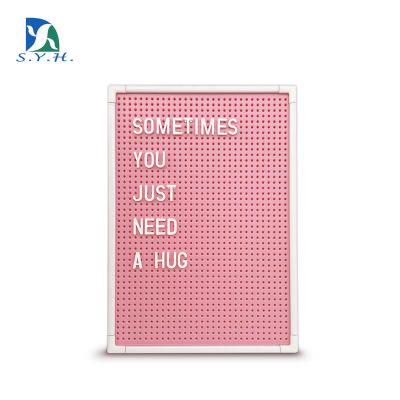 China Plastic pink message letter peg board with non-toxic white aluminum frame for sale