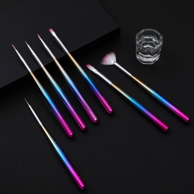 China 7pcs/set Professional UV Gel Brush Nail Art Painting Drawing Brush Phototherapy Nail Manicure Acrylic Tools for sale