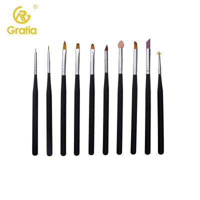 China From Factory NAIL Professional 10pcs Nail Brush Directly For Salon Wooden Handle Gel Nail Brush Carving Nail Brush Painting Tool for sale