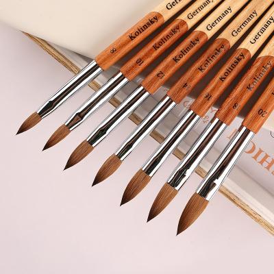 China Nail Beauty Care Wood Frame Mink Hair Crystal Kolinsky Acrylic Nail Brush Carving Gel Air Acrylic Nail Brush for sale