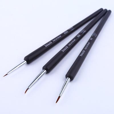 China Hot Popular Black NAIL 3Pcs/Set Handle Nail Liner Brush Painted Line Painting Flower Point Rhinestone Nail Hook Brush for sale