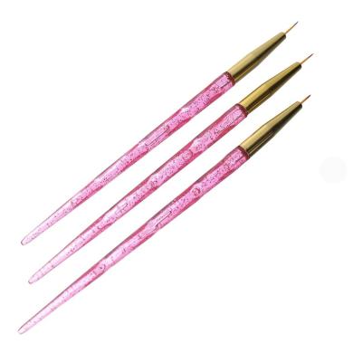 China 3PCS/Set New Nail Pink Brush Nail Art Line Painting Pen Drawing Design Manicure Painting Tools for sale