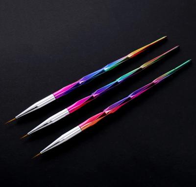 China 3Pcs/Set Acrylic NAIL Grip Rhombus Laser Painting Drawing Carving Pen Nail Art Liner Brush Manicure Set for sale