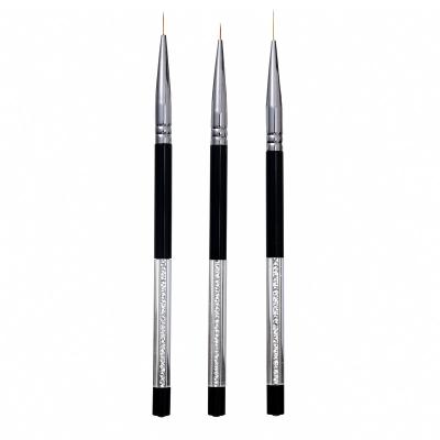 China Thin Nail Art Drawing Liner Brush Set 3Pcs/Set Rhinestone Handle Nylon Hair Dotting Tools for sale