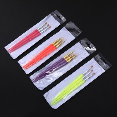 China NAIL 3PCS/Set UV Painting Pen Carving Tips Manicure Salon Tools Nail Art Crystal Line Red Brush Acrylic Gel Builder for sale