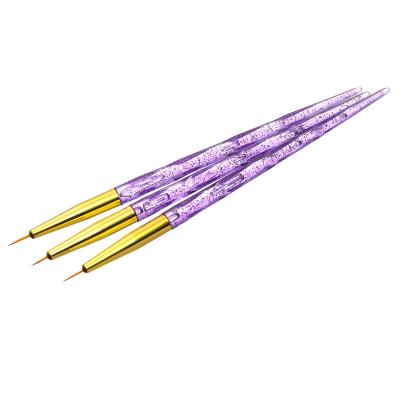 China NAIL 7mm, 9mm, 11mm, 2022 Purple Nail Brush New 3pcs/set Handle Coating Acrylic Nail Brush for sale