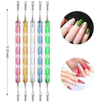 China YJY NAIL YJY Acrylic Flower Double Head Crystal Nail Dot Brush Dot Brush Nail Dot Drill Tool for sale