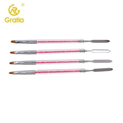 China Dual Function Therapy Pen Take Glue Embossing Stick Light Double Head Nail Rose Extended Nail Brush Crystal Gel Steel Push Pen for sale