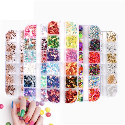 China Multi Size Glass Mixed Colors Glass Crystal / Metal Rhinestones Nail Art Flat - Back AB Charm Diamond DIY Manicure Nail Art Decorations Rhinestone 3D for sale