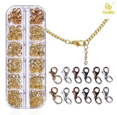 China NAIL 6 Colors Jewelry Finding Kits With10mm Open Jump Rings And 6mm Lobster Claw Clasp For DIY Nail Jewelry Making for sale