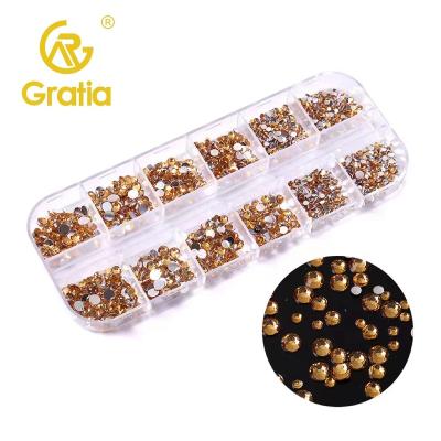 China NAIL Nail Rhinestones 12 Compartment Boxed Acrylic Nail Art Drill Wholesale Factory Supply Diamond Art Nail Art High Quality for sale