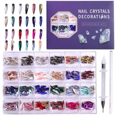 China Amazon Nail Drill Flat Bottom Symphony Aurora Mixed Color Explosive Shaped Nail Art Decorations Nail Art Decorations for sale