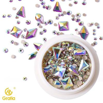 China Nail Art Accessories Flat Bottom Drill Shaped Mixed Japanese Nail Art Drill Aurora Nail Drill Decoration for sale