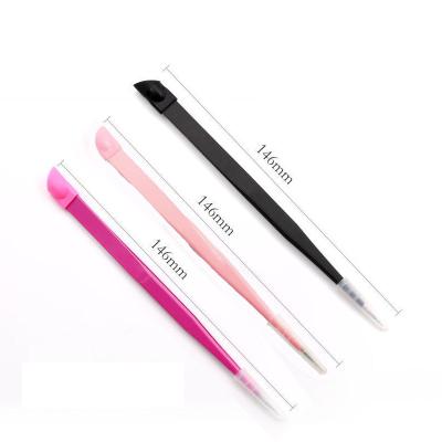 China Nail Art Tools Double Head Manicure Tweezers with Silicone Pressing Head Drill Jewelry for sale