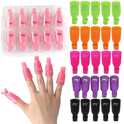 China Custom Logo Packaging10 pcs per set Reusable Acrylic Plastic UV Gel Nail Polish Remover Remover Manicure Set Art Soak Off Clips A1428 for sale