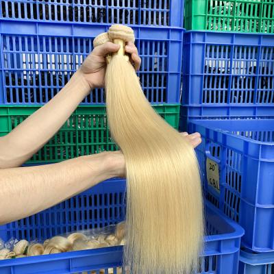 China Full End 10 End Alimina Factory Price Raw Grade 613 Virgin Cuticle Aligned Hair , 613 Blonde Hair Bundles With Closure Brazilian Hair for sale