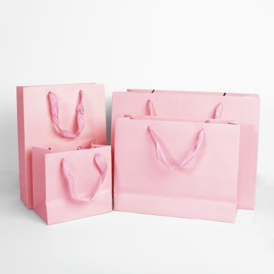 China Factory pro production good quality handmade bag paper custom pink kraft paper bags for sale