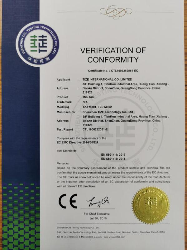 CE - Shenzhen Tize Technology Co., Ltd.