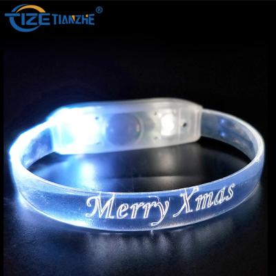 China 2021 Events Factory Supply Music Control Motion LED Flashing Wristband For Text Customized Gifts for sale