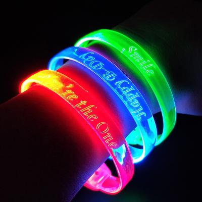 China TPU Kids Glow Stick Safe Non-Toxic Motion Sound Activated Wristband Multi Color Led Wristband for sale