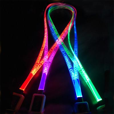 China Promotional Gifts Event and Party Supplies 8 Color Options Logo Led Flashing Glow Light Custom Cute Up Lanyard for sale