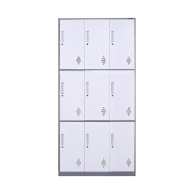 China Factory Price Modern 9 Doors Metal Storage Cupboard Key Lock Stainless Steel Staff Locker Cabinet for sale