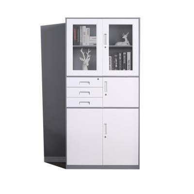 China (Size) Hot Selling Adjustable White Sliver Metal Steel Locker Partial Three Document File Cabinet With Key Lock for sale