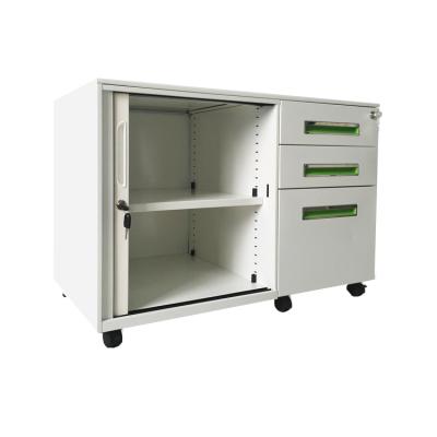 China New Design Adjustable 3 Drawer Movable Pedestal (Height) And Tambour Door Cabinet On Wheels for sale