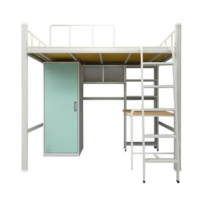 China Adjustable (Size) School Dorm Furniture Kids Double Comfy Student Metal Bunk Bed with Desk and Storage for High School for sale